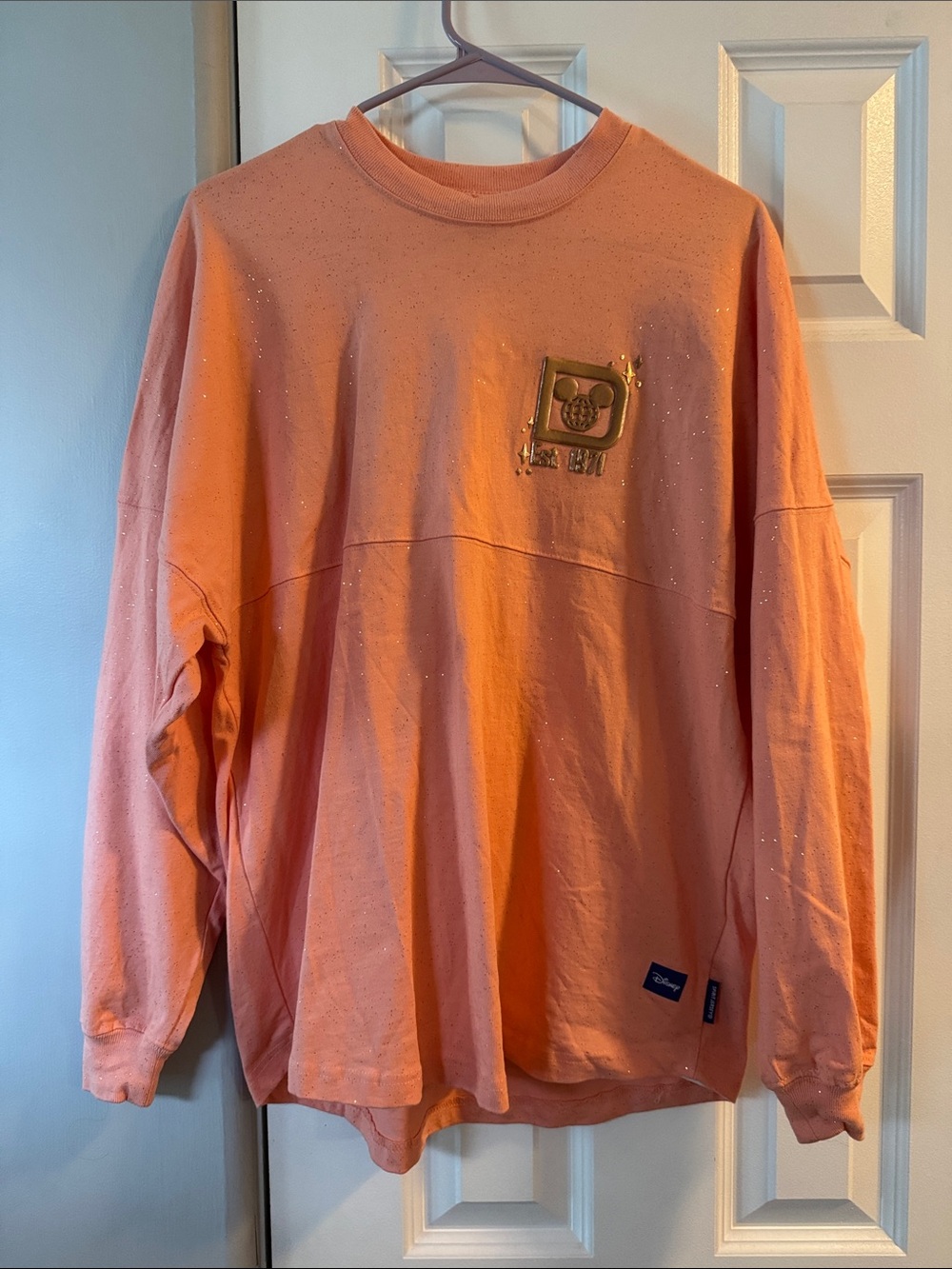 Disney Spirit Jersey, Coral Glitter ✨ with Metallic Bubble Letters